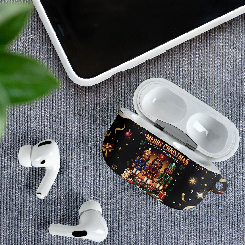 Black Nutcracker Family Christmas AirPods Case African American Noel Wrapped In Drip