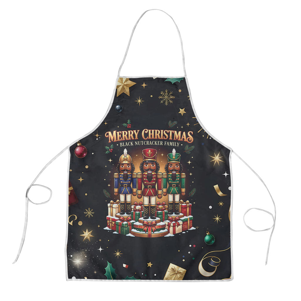 Black Nutcracker Family Christmas Apron African American Noel Wrapped In Drip