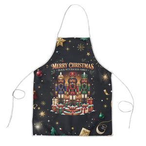 Black Nutcracker Family Christmas Apron African American Noel Wrapped In Drip