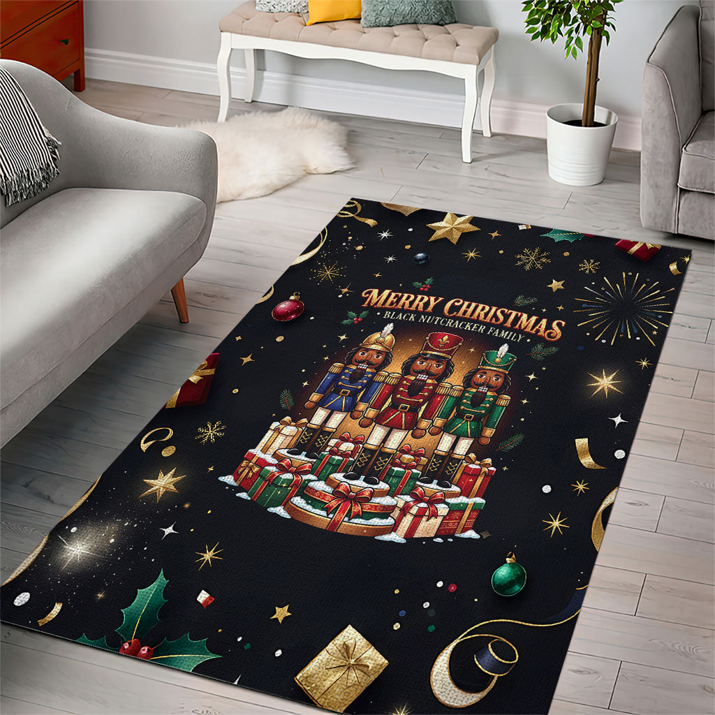 Black Nutcracker Family Christmas Area Rug African American Noel Wrapped In Drip