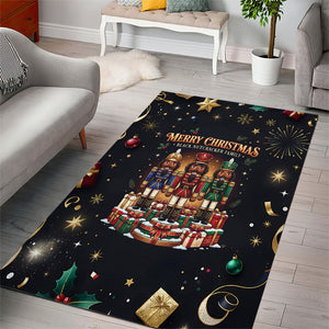 Black Nutcracker Family Christmas Area Rug African American Noel Wrapped In Drip