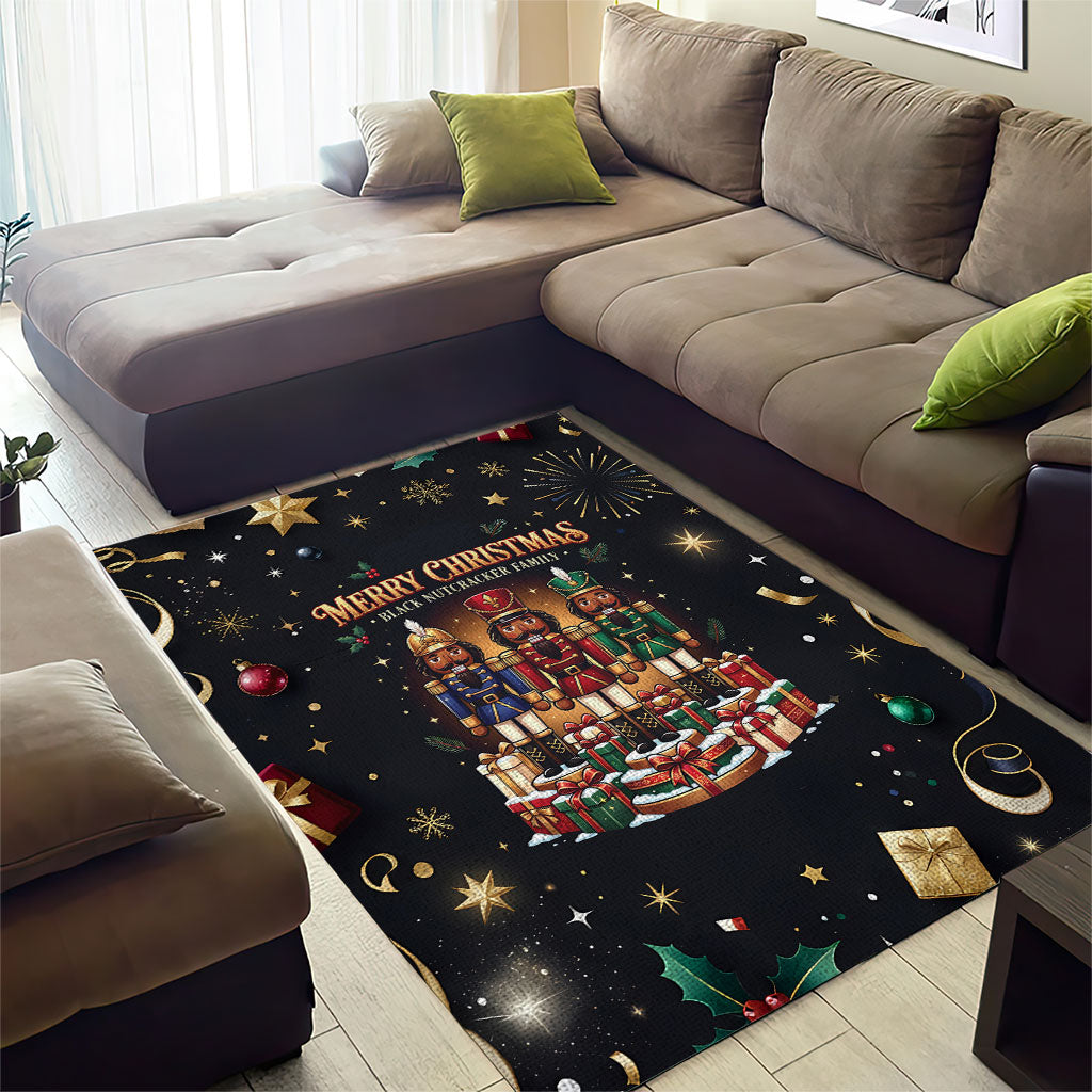 Black Nutcracker Family Christmas Area Rug African American Noel Wrapped In Drip