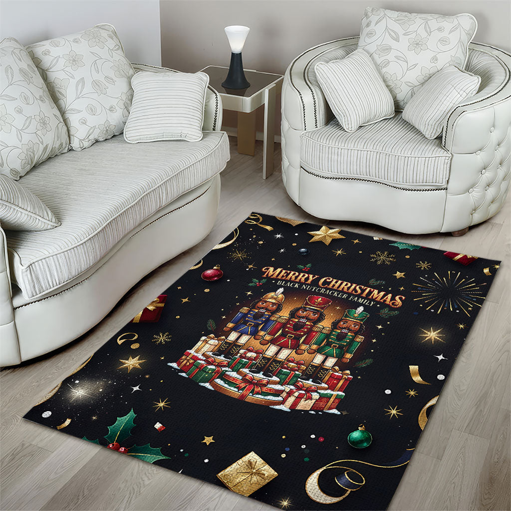 Black Nutcracker Family Christmas Area Rug African American Noel Wrapped In Drip