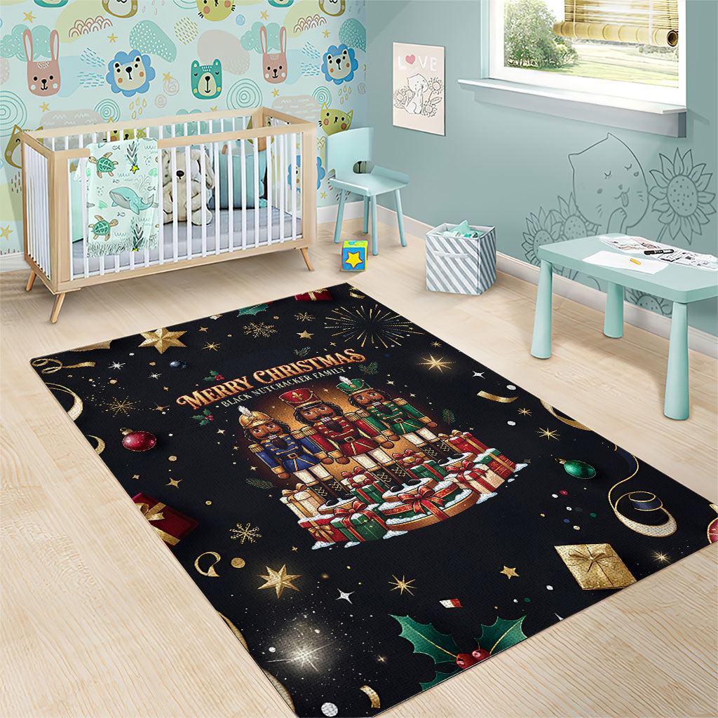 Black Nutcracker Family Christmas Area Rug African American Noel Wrapped In Drip