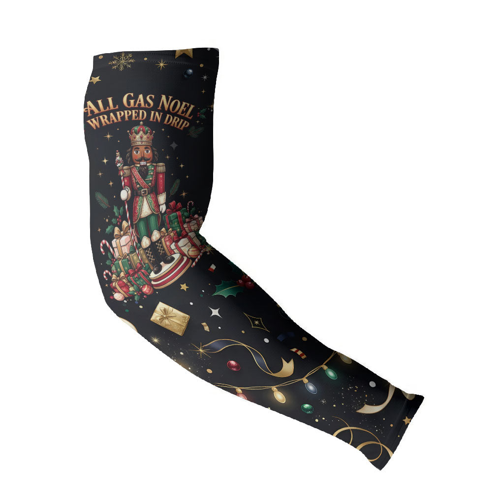 Black Nutcracker Family Christmas Arm Sleeves African American Noel Wrapped In Drip