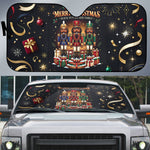 Black Nutcracker Family Christmas Auto Sun Shade African American Noel Wrapped In Drip