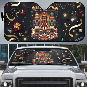 Black Nutcracker Family Christmas Auto Sun Shade African American Noel Wrapped In Drip