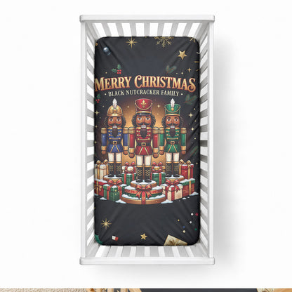 Black Nutcracker Family Christmas Baby Bed Cover African American Noel Wrapped In Drip
