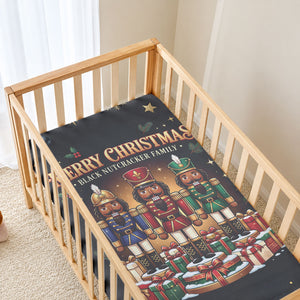 Black Nutcracker Family Christmas Baby Bed Cover African American Noel Wrapped In Drip