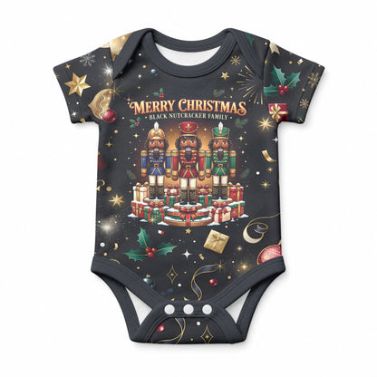 Black Nutcracker Family Christmas Baby Onesie African American Noel Wrapped In Drip