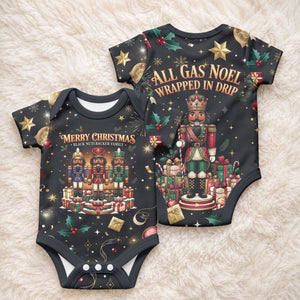 Black Nutcracker Family Christmas Baby Onesie African American Noel Wrapped In Drip