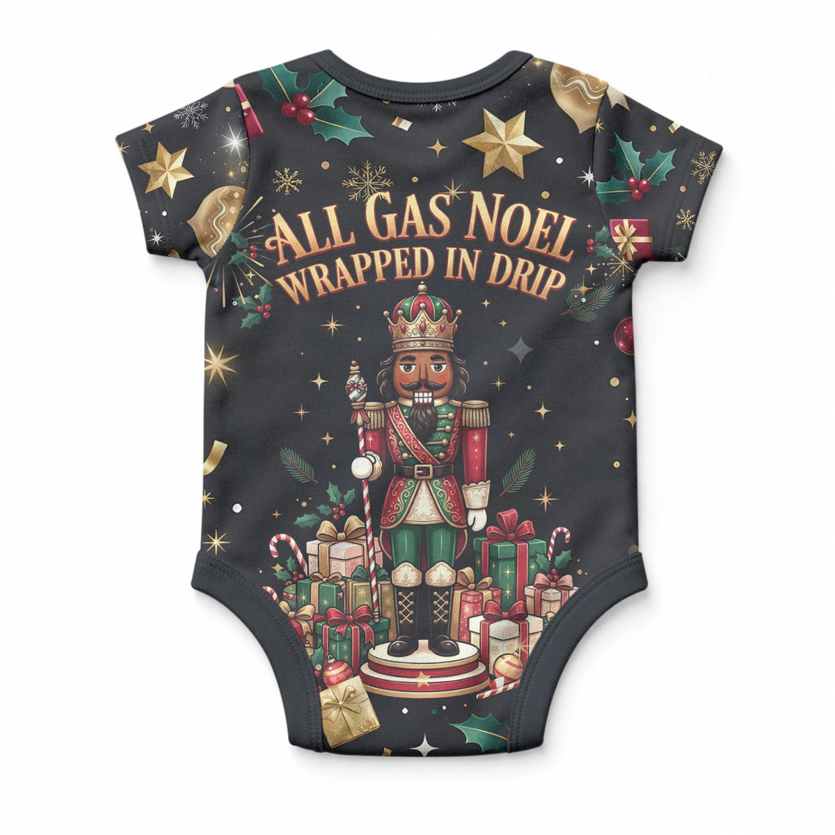 Black Nutcracker Family Christmas Baby Onesie African American Noel Wrapped In Drip