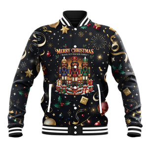 Black Nutcracker Family Christmas Baseball Jacket African American Noel Wrapped In Drip