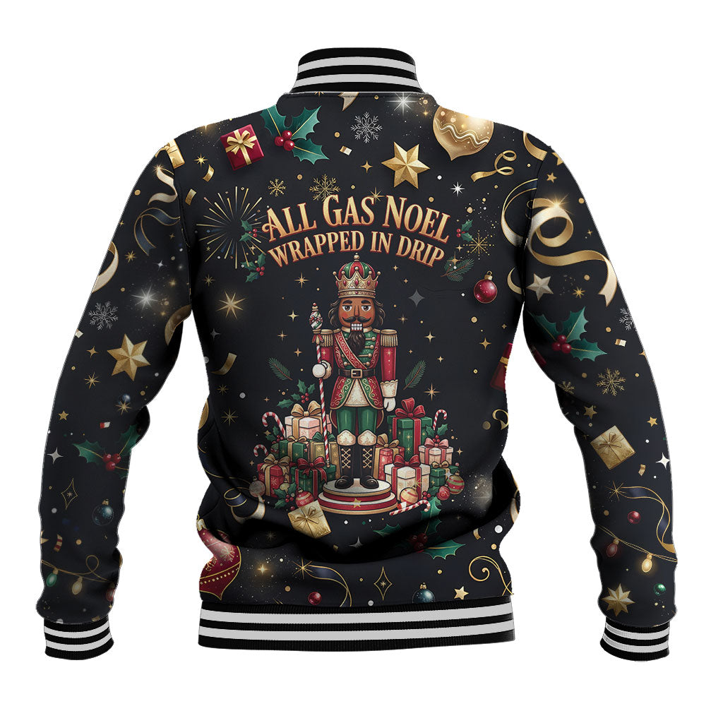Black Nutcracker Family Christmas Baseball Jacket African American Noel Wrapped In Drip