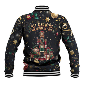 Black Nutcracker Family Christmas Baseball Jacket African American Noel Wrapped In Drip