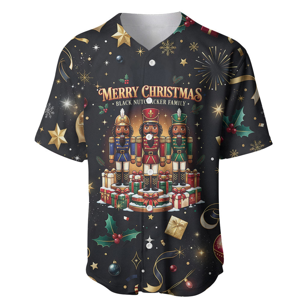 Black Nutcracker Family Christmas Baseball Jersey African American Noel Wrapped In Drip
