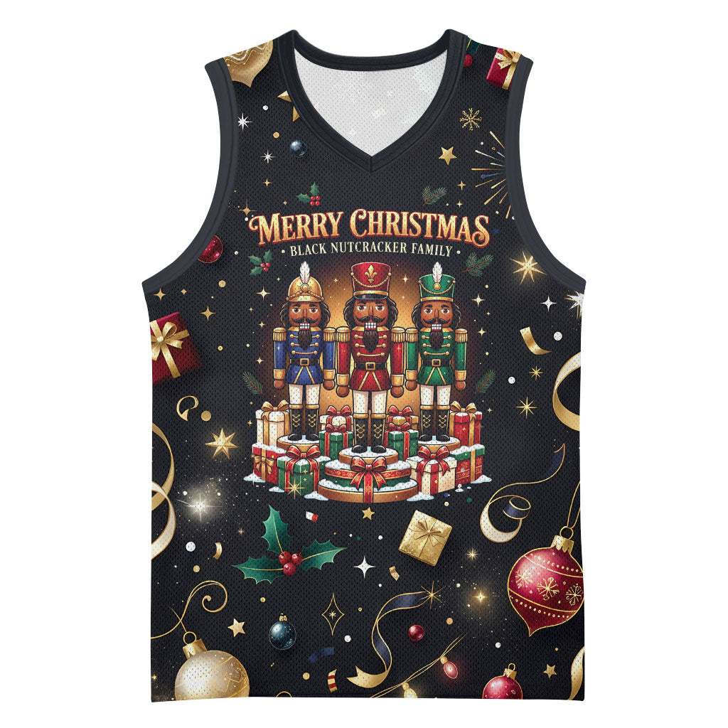 Black Nutcracker Family Christmas Basketball Jersey African American Noel Wrapped In Drip