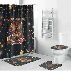 Black Nutcracker Family Christmas Bathroom Set African American Noel Wrapped In Drip
