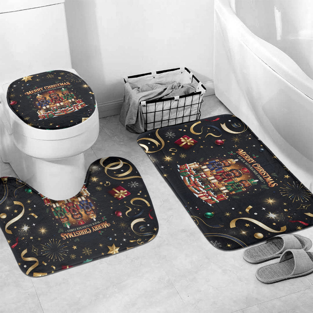 Black Nutcracker Family Christmas Bathroom Set African American Noel Wrapped In Drip
