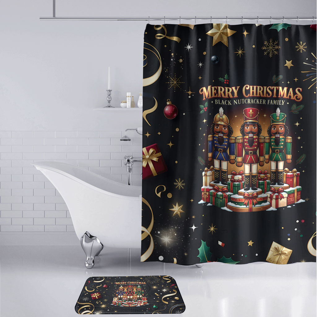 Black Nutcracker Family Christmas Bathroom Set African American Noel Wrapped In Drip