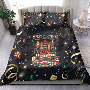 Black Nutcracker Family Christmas Bedding Set African American Noel Wrapped In Drip