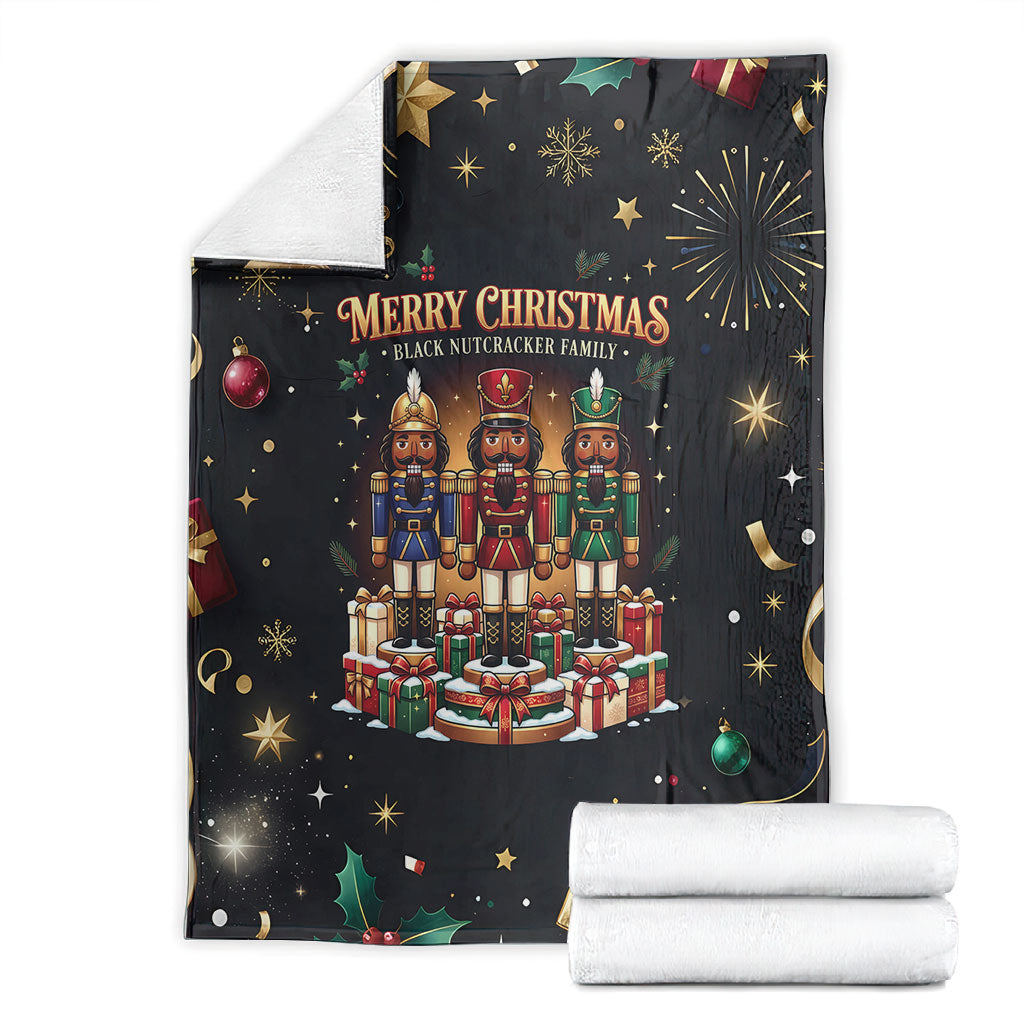 Black Nutcracker Family Christmas Blanket African American Noel Wrapped In Drip