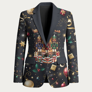 Black Nutcracker Family Christmas Blazer African American Noel Wrapped In Drip
