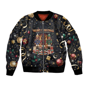 Black Nutcracker Family Christmas Bomber Jacket African American Noel Wrapped In Drip