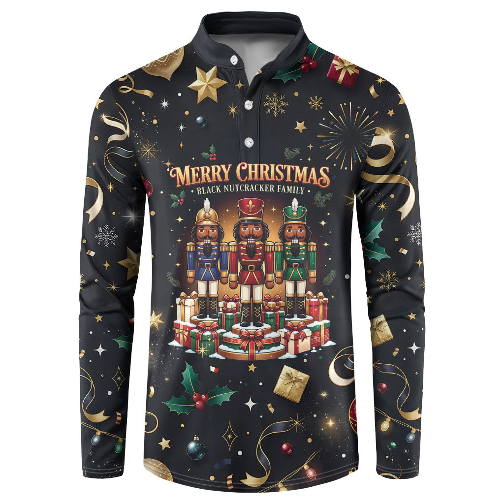 Black Nutcracker Family Christmas Button Sweatshirt African American Noel Wrapped In Drip