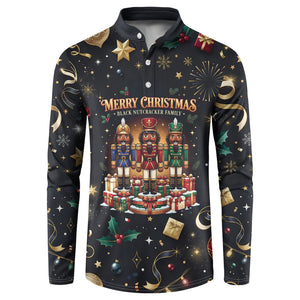 Black Nutcracker Family Christmas Button Sweatshirt African American Noel Wrapped In Drip