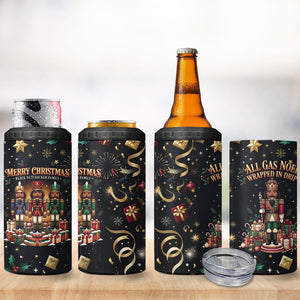 Black Nutcracker Family Christmas 4 in 1 Can Cooler Tumbler African American Noel Wrapped In Drip