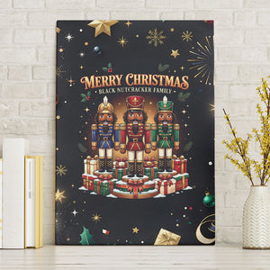 Black Nutcracker Family Christmas Canvas Wall Art African American Noel Wrapped In Drip