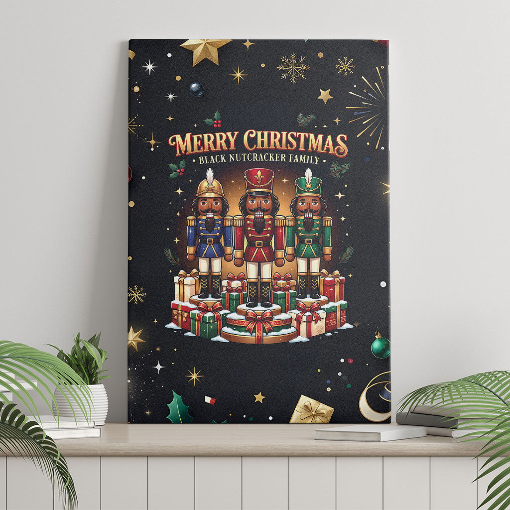 Black Nutcracker Family Christmas Canvas Wall Art African American Noel Wrapped In Drip