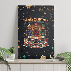 Black Nutcracker Family Christmas Canvas Wall Art African American Noel Wrapped In Drip