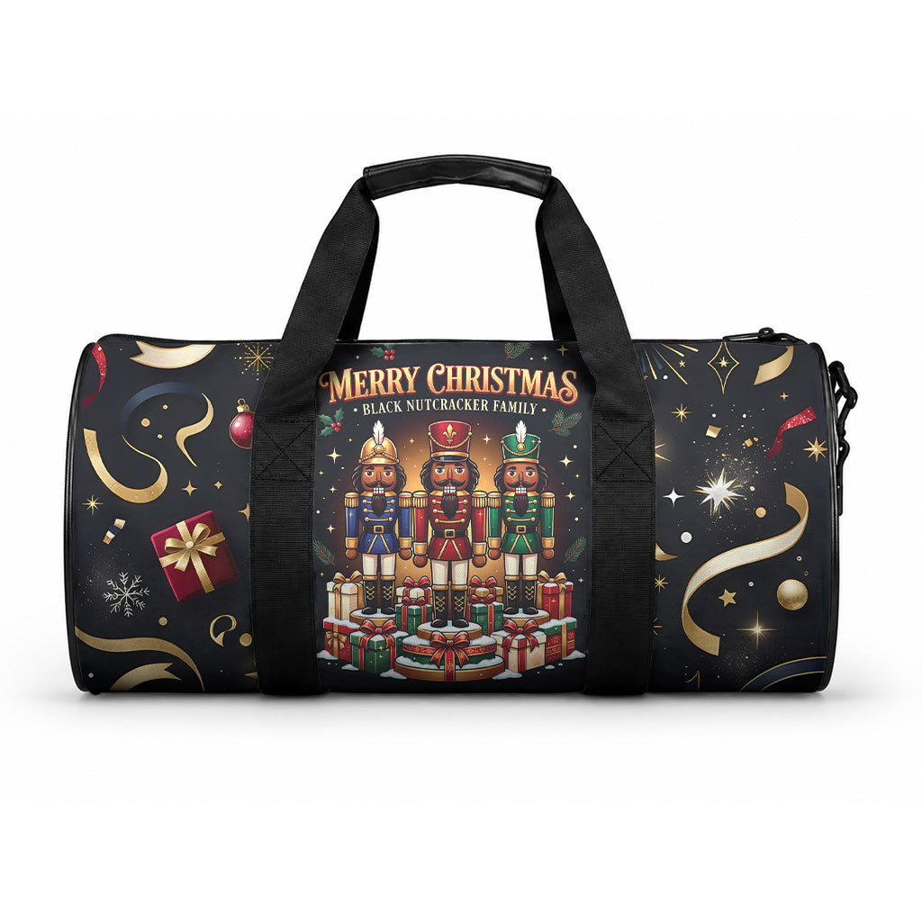 Black Nutcracker Family Christmas Duffle Bag African American Noel Wrapped In Drip