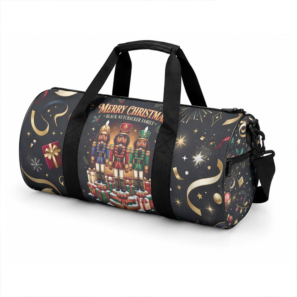 Black Nutcracker Family Christmas Duffle Bag African American Noel Wrapped In Drip