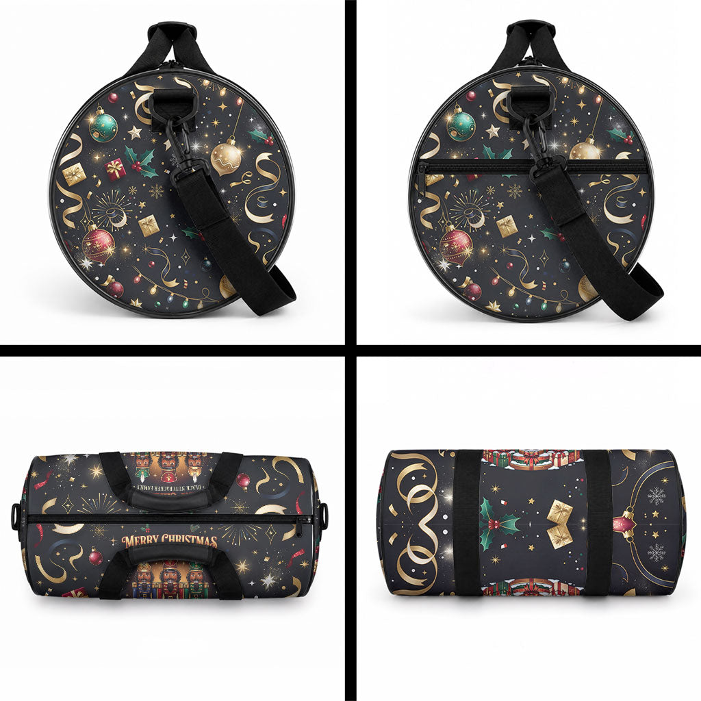 Black Nutcracker Family Christmas Duffle Bag African American Noel Wrapped In Drip