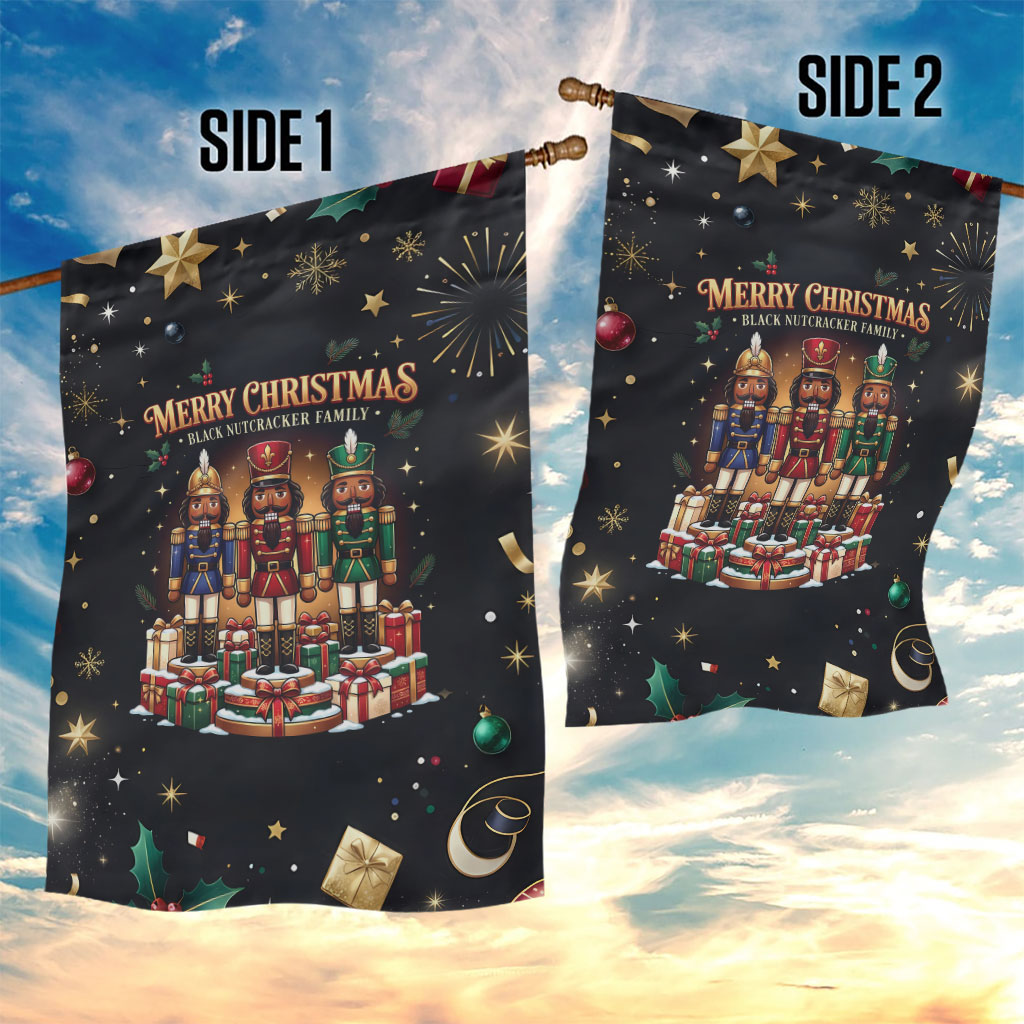 Black Nutcracker Family Christmas Garden Flag African American Noel Wrapped In Drip