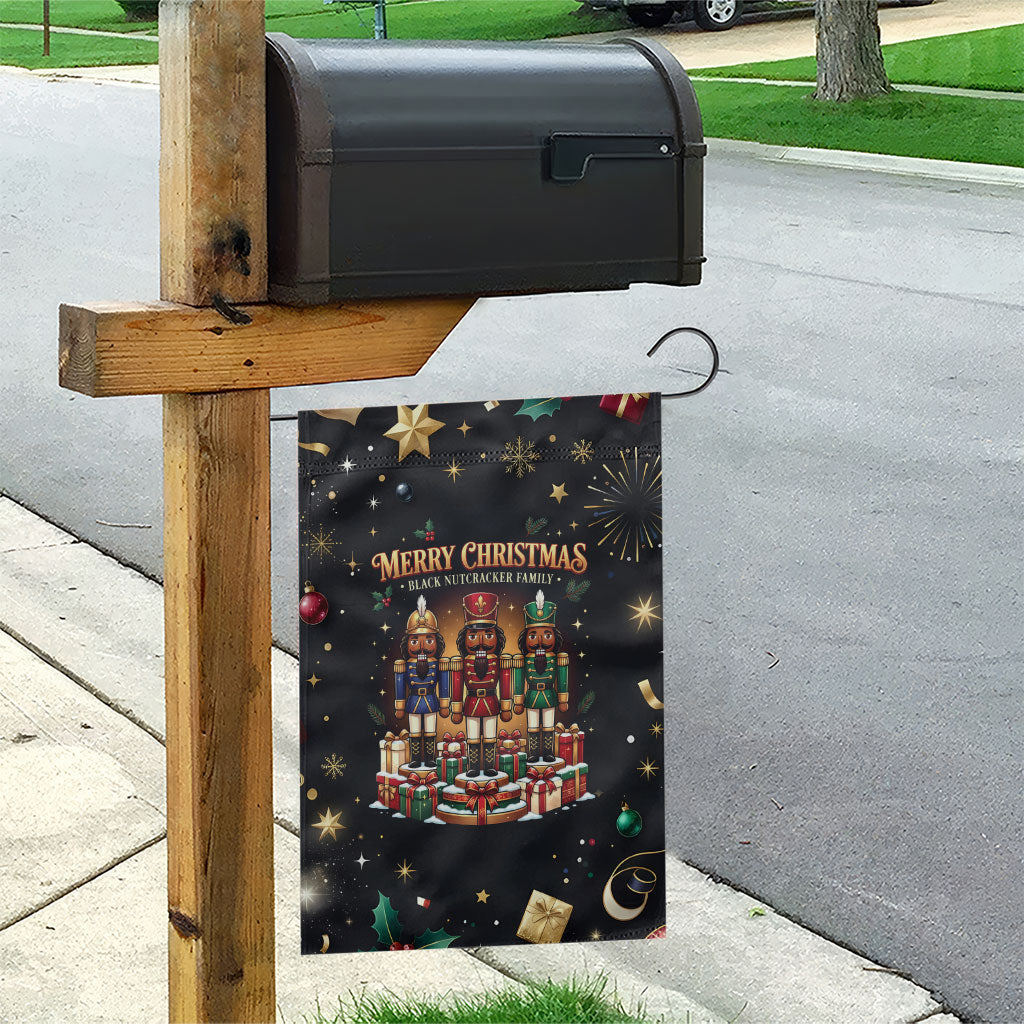 Black Nutcracker Family Christmas Garden Flag African American Noel Wrapped In Drip