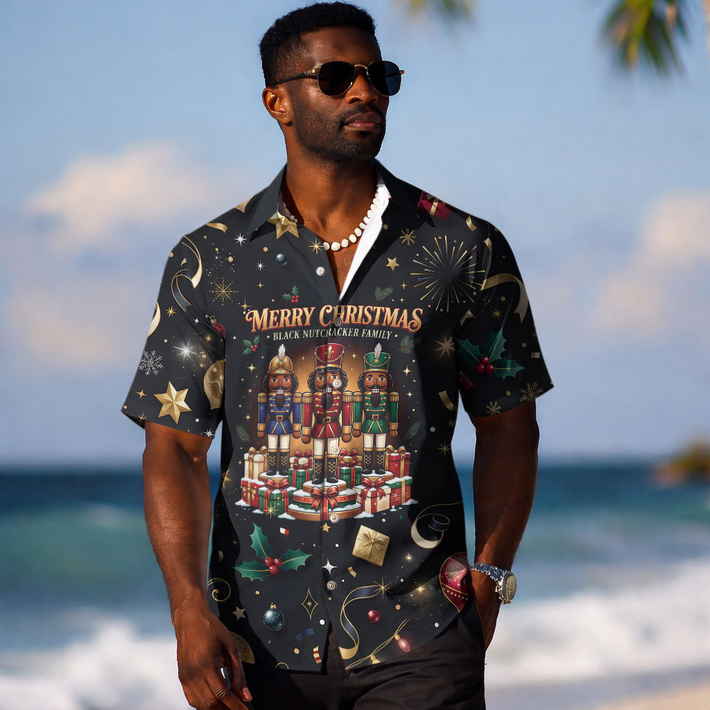 Black Nutcracker Family Christmas Hawaiian Shirt African American Noel Wrapped In Drip