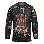 Black Nutcracker Family Christmas Hockey Jersey African American Noel Wrapped In Drip