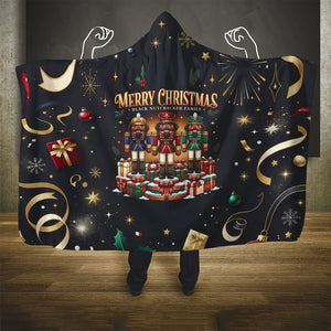 Black Nutcracker Family Christmas Hooded Blanket African American Noel Wrapped In Drip