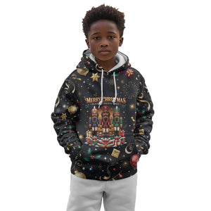 Black Nutcracker Family Christmas Kid Hoodie African American Noel Wrapped In Drip
