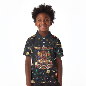 Black Nutcracker Family Christmas Kid Polo Shirt African American Noel Wrapped In Drip