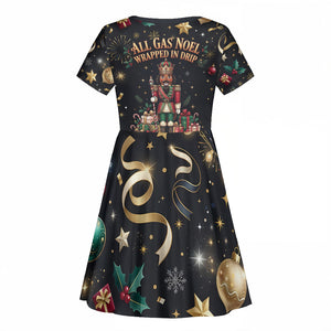 Black Nutcracker Family Christmas Kid Short Sleeve Dress African American Noel Wrapped In Drip