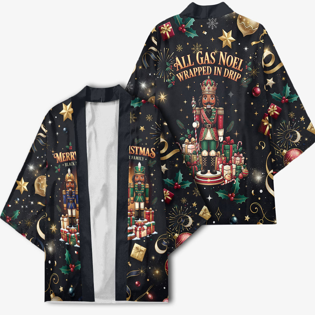 Black Nutcracker Family Christmas Kimono African American Noel Wrapped In Drip