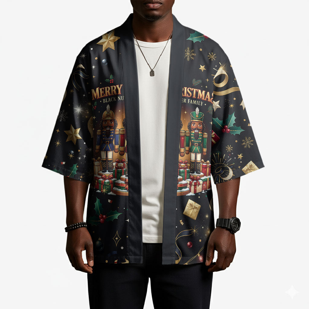 Black Nutcracker Family Christmas Kimono African American Noel Wrapped In Drip