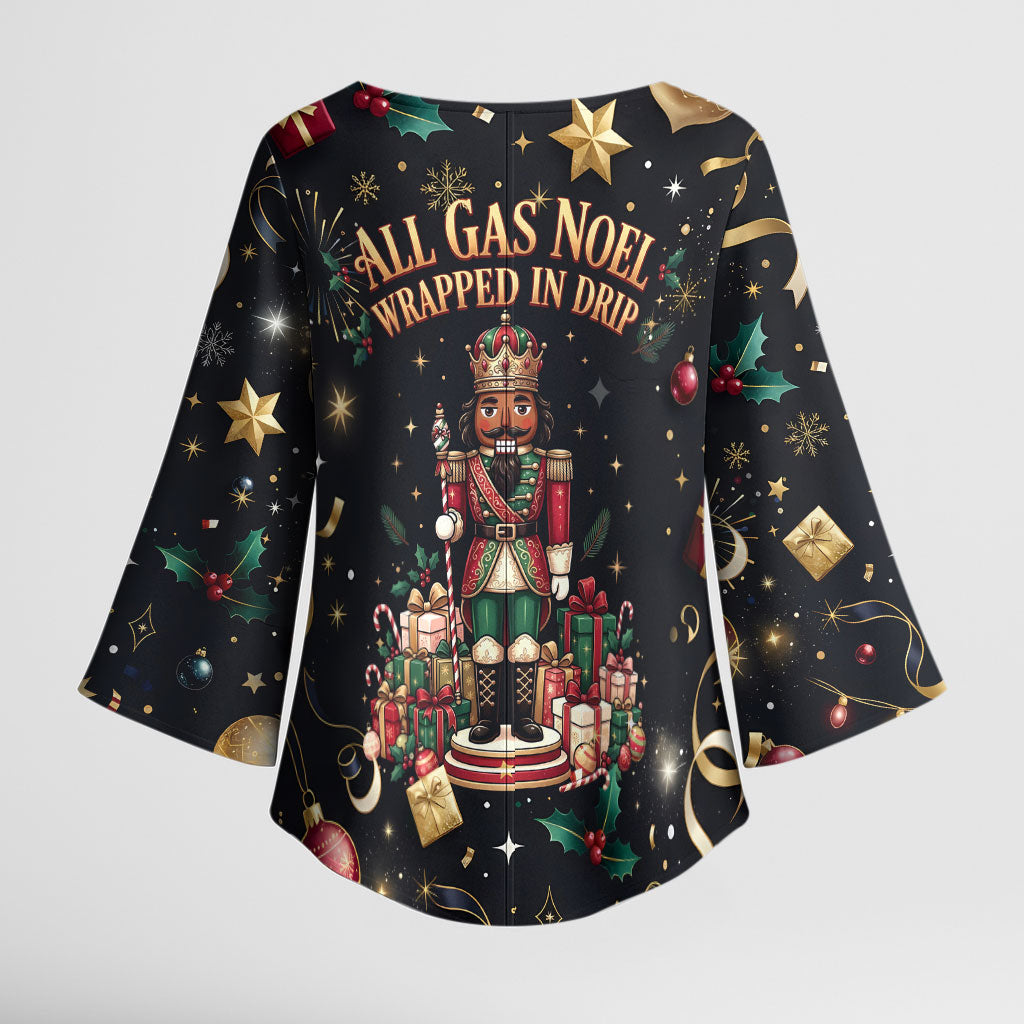 Black Nutcracker Family Christmas Kimono Sleeve Blouse African American Noel Wrapped In Drip