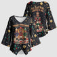 Black Nutcracker Family Christmas Kimono Sleeve Blouse African American Noel Wrapped In Drip
