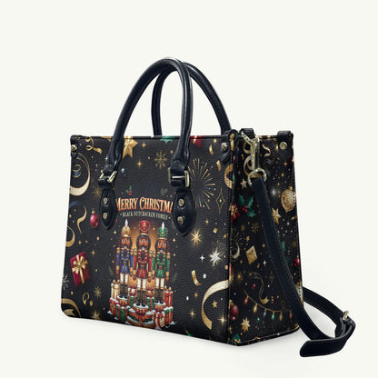 Black Nutcracker Family Christmas Leather Bag African American Noel Wrapped In Drip
